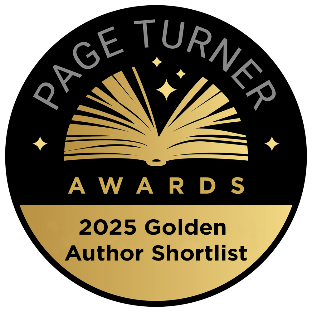 Badge for being shortlisted for the Page Turner Golden Author Awards
